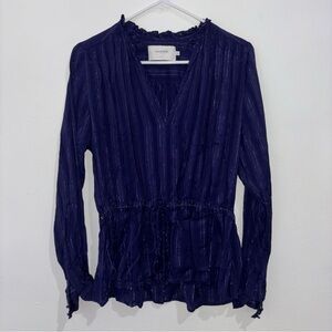 MUNTHE Size 40 Cinch Navy and Silver metallic Blouse